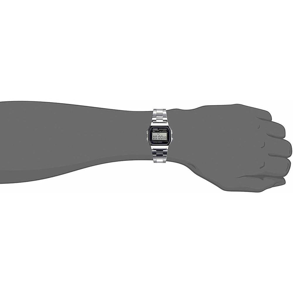 CASIO A158WA-1 Reloj digital para hombre con retroiluminación LED, cronómetro, alarma diaria y resistencia al agua