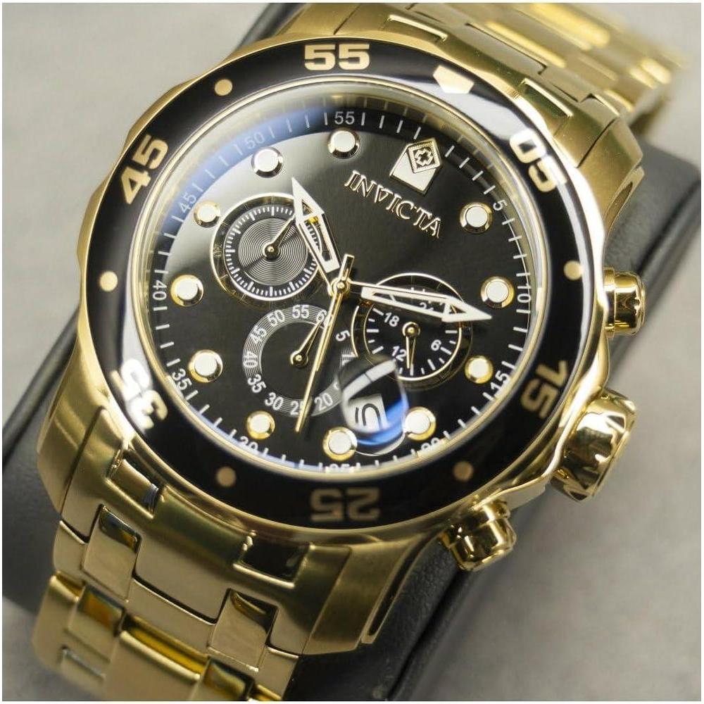 Invicta Pro Diver, reloj cronógrafo de cuarzo con correa de acero inoxidable plateado, diseño sofisticado para hombres