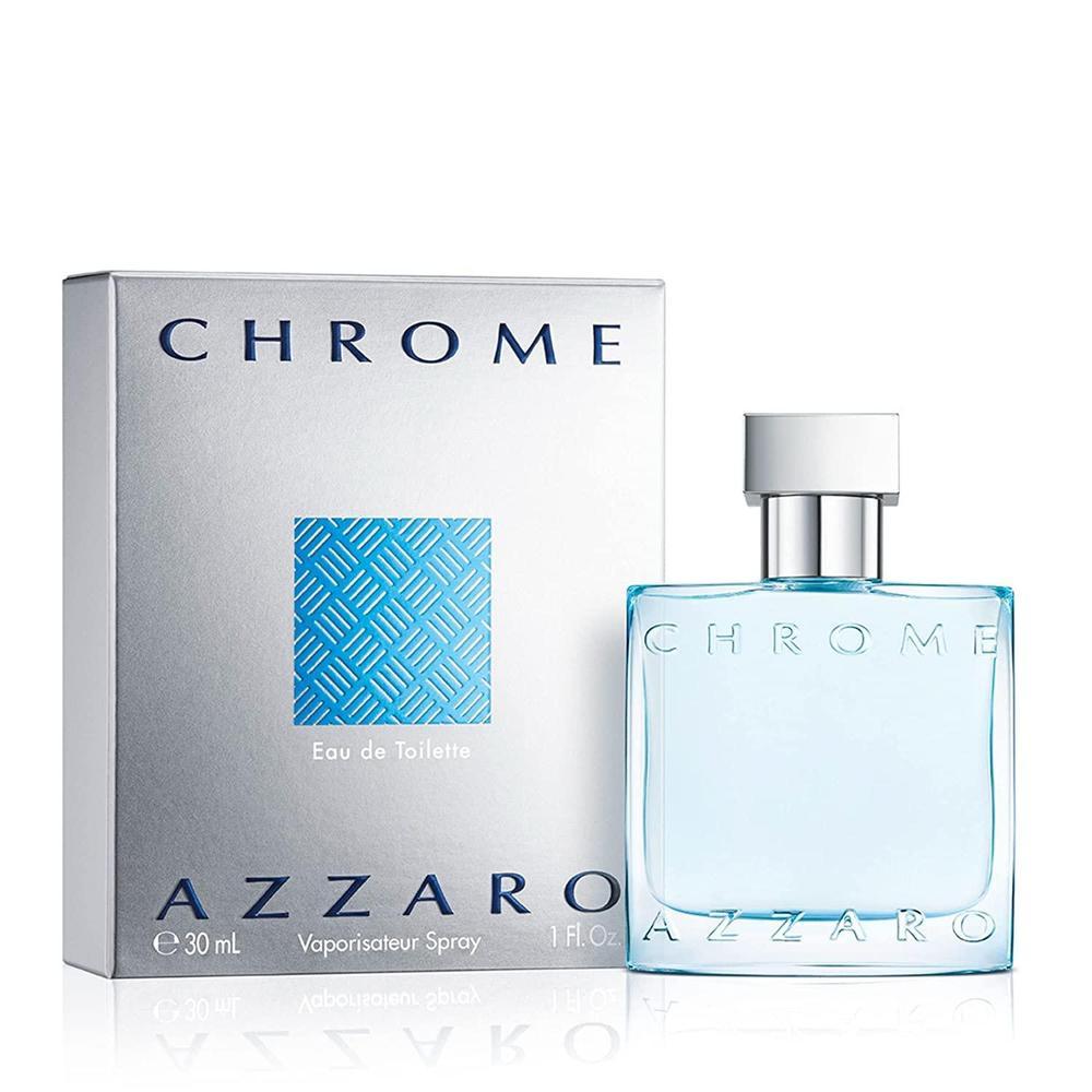 Azzaro Eau de Toilette cromado, colonia acuática fresca para hombre, fragancia cítrica, amaderada y almizclada, notas frescas de bergamota, uso diario, aroma clásico de playa de verano, perfumes de