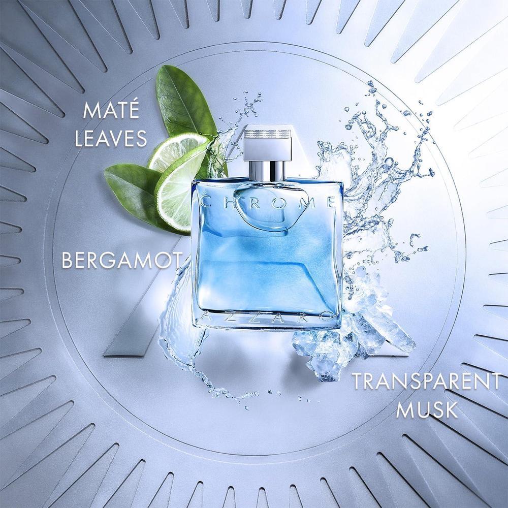 Azzaro Eau de Toilette cromo para hombre, fragancia cítrica, amaderada y almizclada, clásico aroma de verano, uso diario
