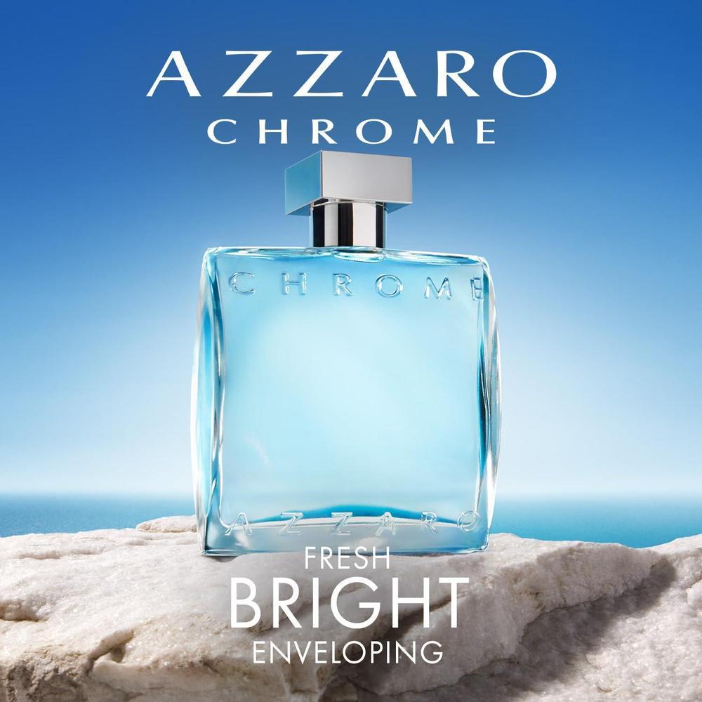 Azzaro Eau de Toilette cromo para hombre, fragancia cítrica, amaderada y almizclada, clásico aroma de verano, uso diario