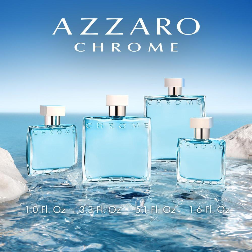 Azzaro Eau de Toilette cromo para hombre, fragancia cítrica, amaderada y almizclada, clásico aroma de verano, uso diario