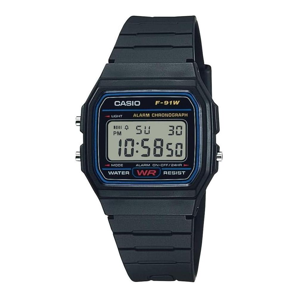 Casio F91W Series | Digital Watch | Water Resistant | LED Light | 1/100 SEC Stopwatch | Regular Time Keeping (HR, Min, SEC, PM, Date, Day) | Daily Alarm | Lightweight | 7 Year Battery