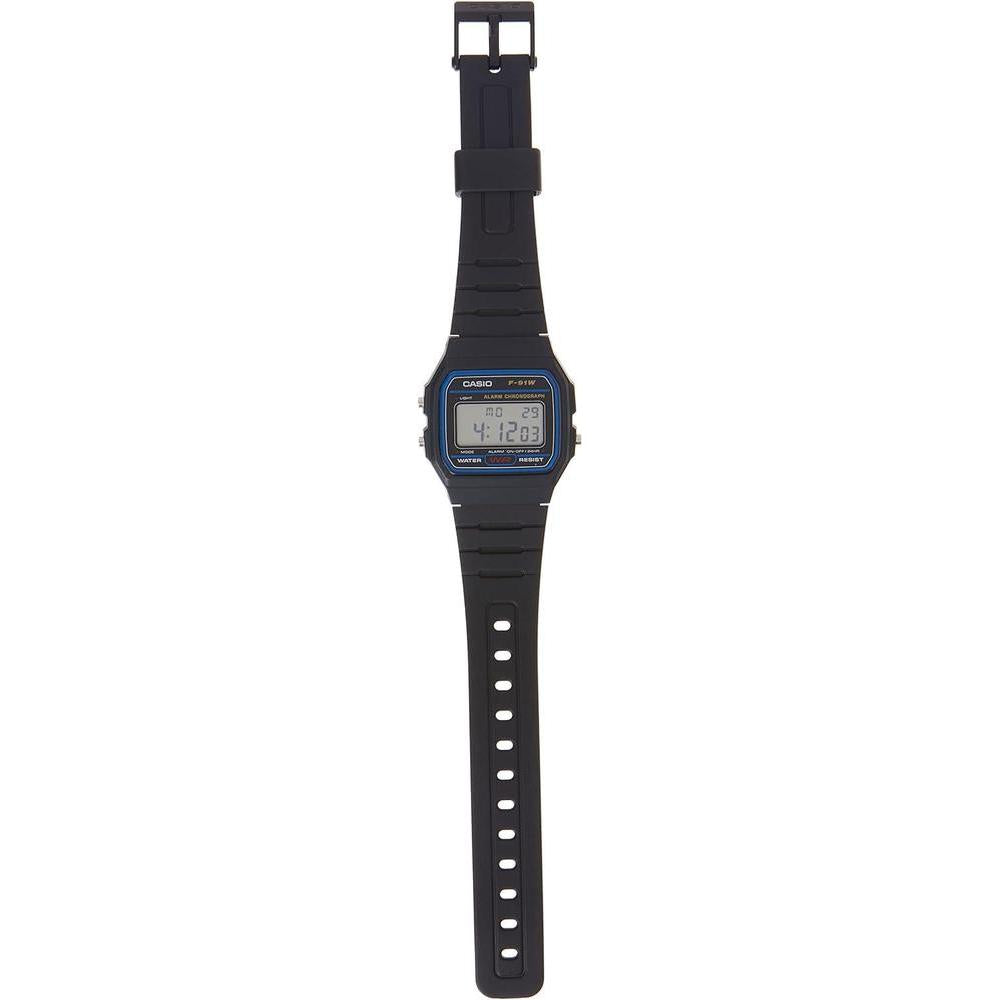 Reloj digital Casio F91W, resistente al agua, luz LED, cronómetro 1/100 seg, alarma diaria, batería 7 años