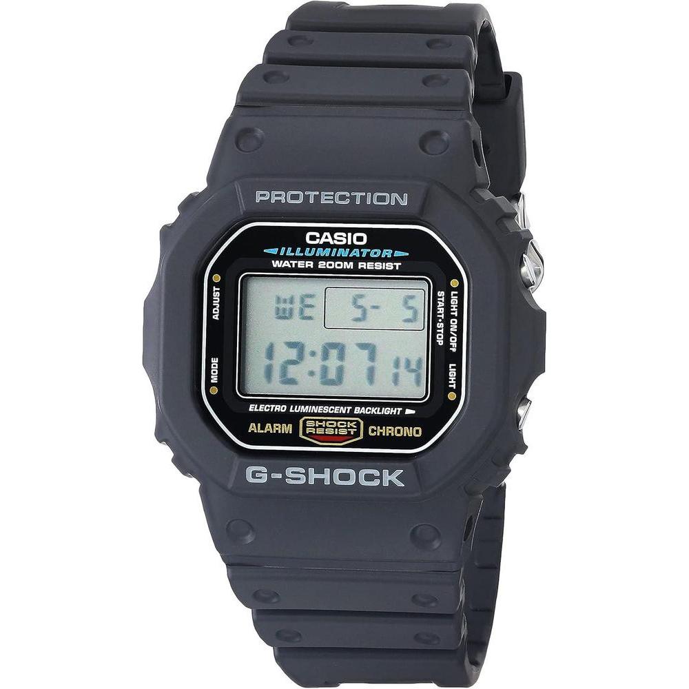 Casio G-Shock reloj digital clásico para hombre con alarma, cronómetro y resistencia al agua, modelo DW5600UE-1V