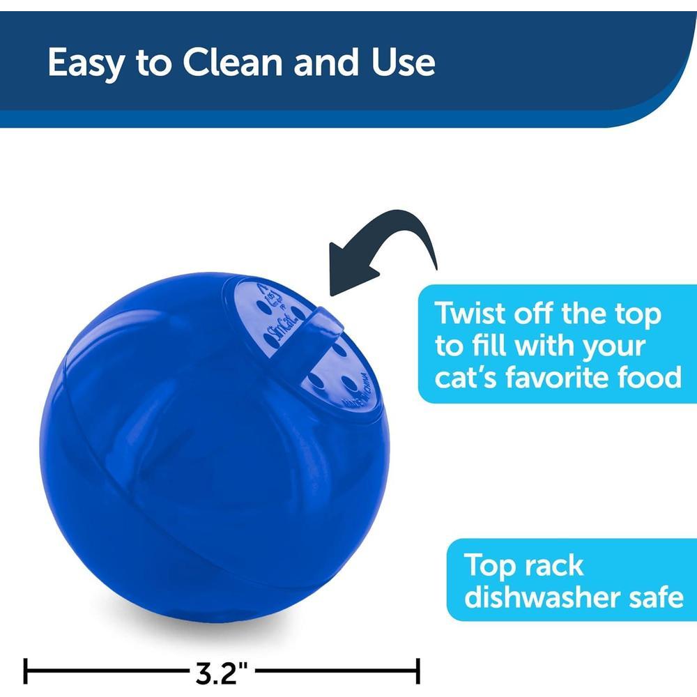 PetSafe SlimCat Juguete y dispensador de comida interactivo para gatos, azul, fomenta el ejercicio y la digestión, 15 cm