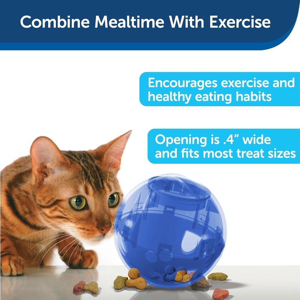 PetSafe SlimCat Juguete y dispensador de comida interactivo para gatos, azul, fomenta el ejercicio y la digestión, 15 cm