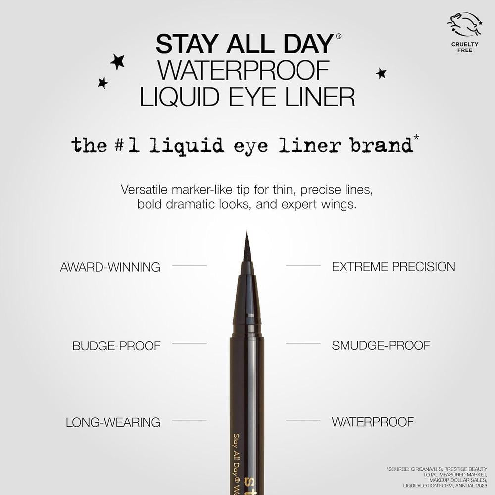Delineador de ojos líquido stila impermeable con punta fina, maquillaje duradero resistente a manchas y transferencia