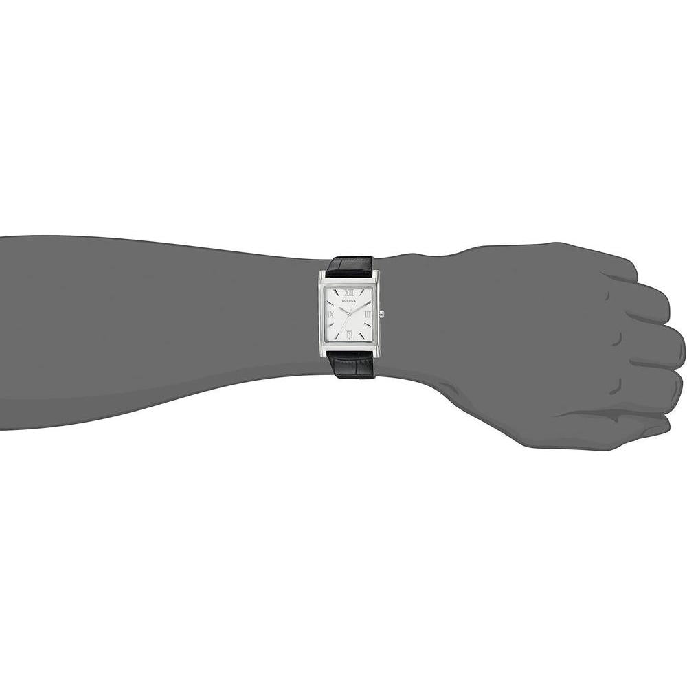 Reloj Bulova de cuarzo y calendario para hombre con caja de acero inoxidable y correa de cuero negro