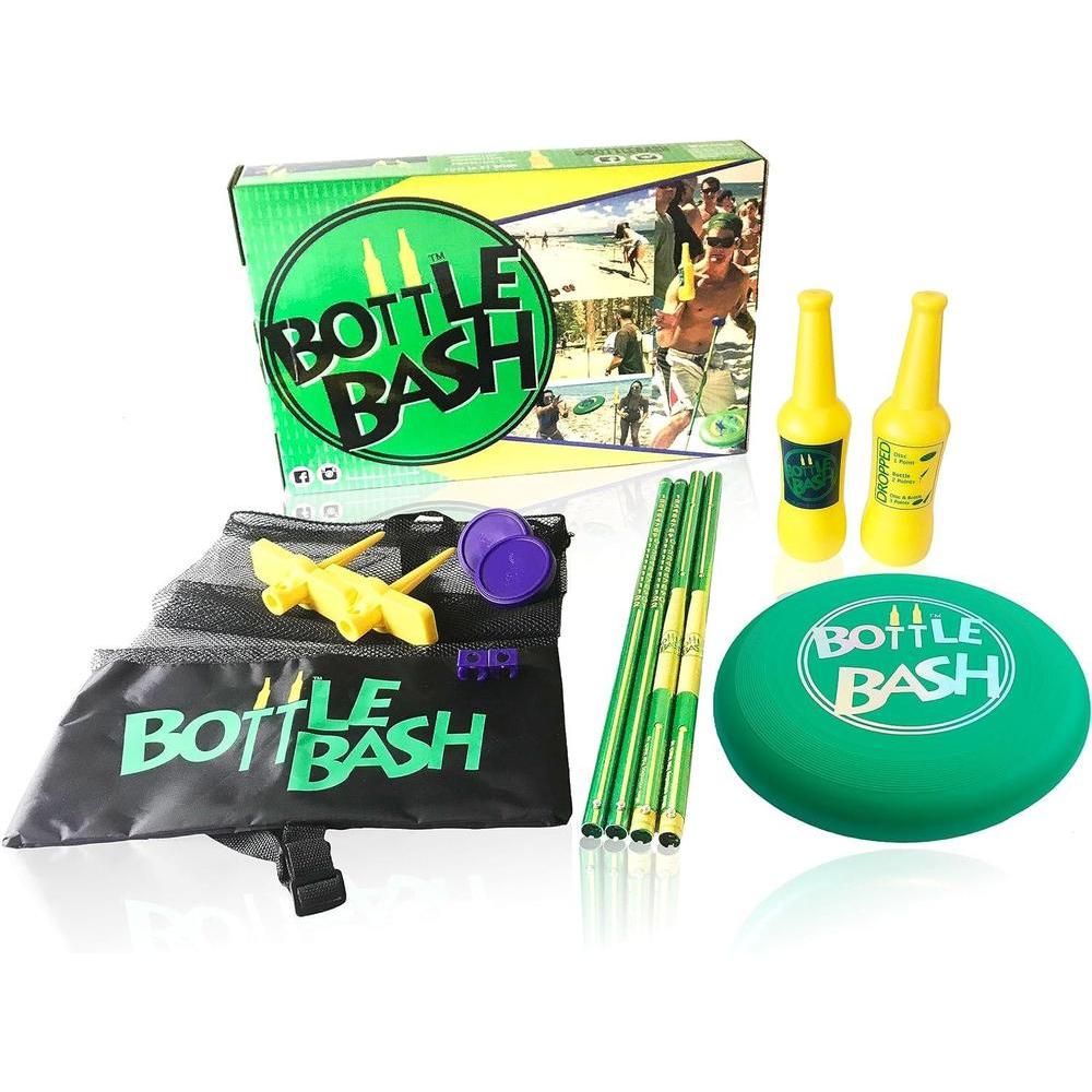 Set de juego estándar Bottle Bash con barrote de superficie suave, estilo original verde