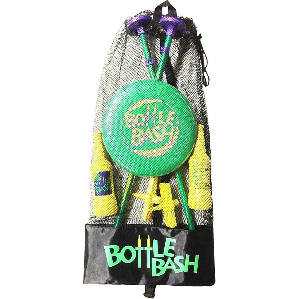 Set de juego estándar Bottle Bash con barrote de superficie suave, estilo original verde