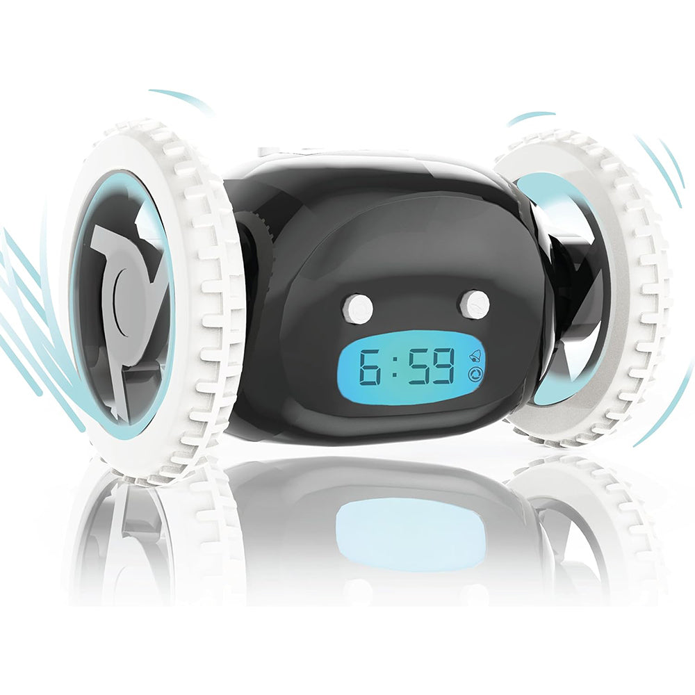 CLOCKY Loud Alarm Clock for Heavy Sleepers on Wheels (Adults Kids Teens Bedroom), Run Away, Moving, Annoying, Jump, Roll, 1-Time Snooze, Wake Up Energized, Digital-Funny Gift (Black)