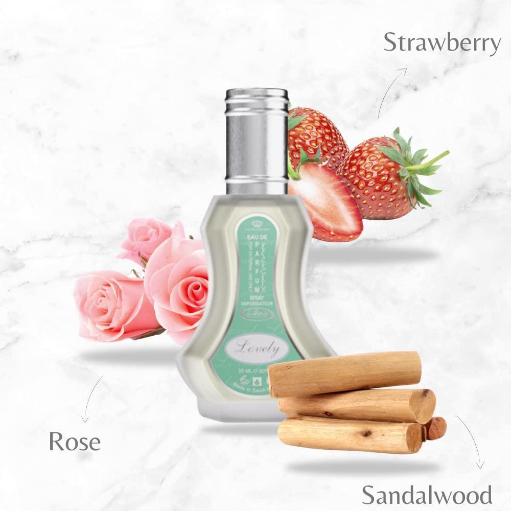 Al-Rehab - Espray natural "Lovely", eau de parfum floral con notas de fruta dulce y larga duración