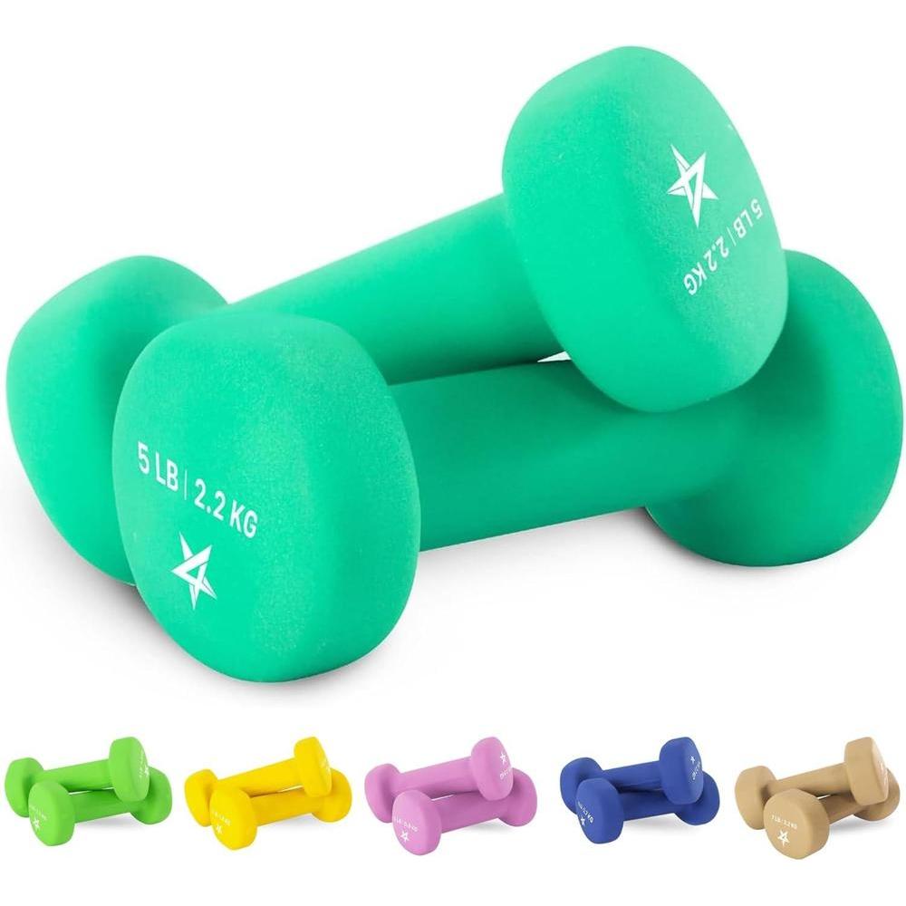 Yes4All Neoprene Coated Dumbbell Hand Weight Sets of 2 - Multiple Weight Options with 15 Colors, Anti-roll, Anti-Slip, Hexagon Shape