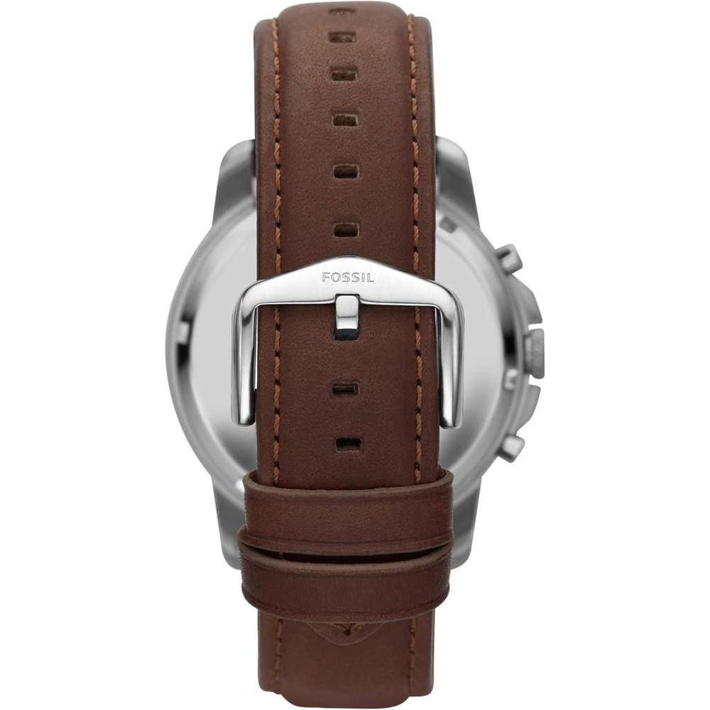 Reloj cronógrafo para hombre de acero inoxidable y cuero negro con detalles dorados, movimiento de cuarzo, modelo Grant