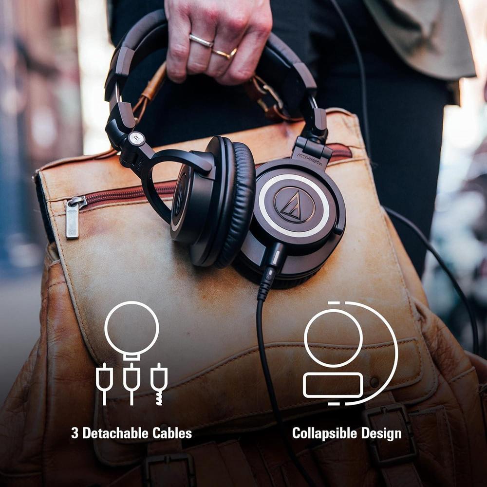Audio-Technica ATH-M50X - Auriculares de monitor de estudio negro, grado profesional, criticamente aclamados.