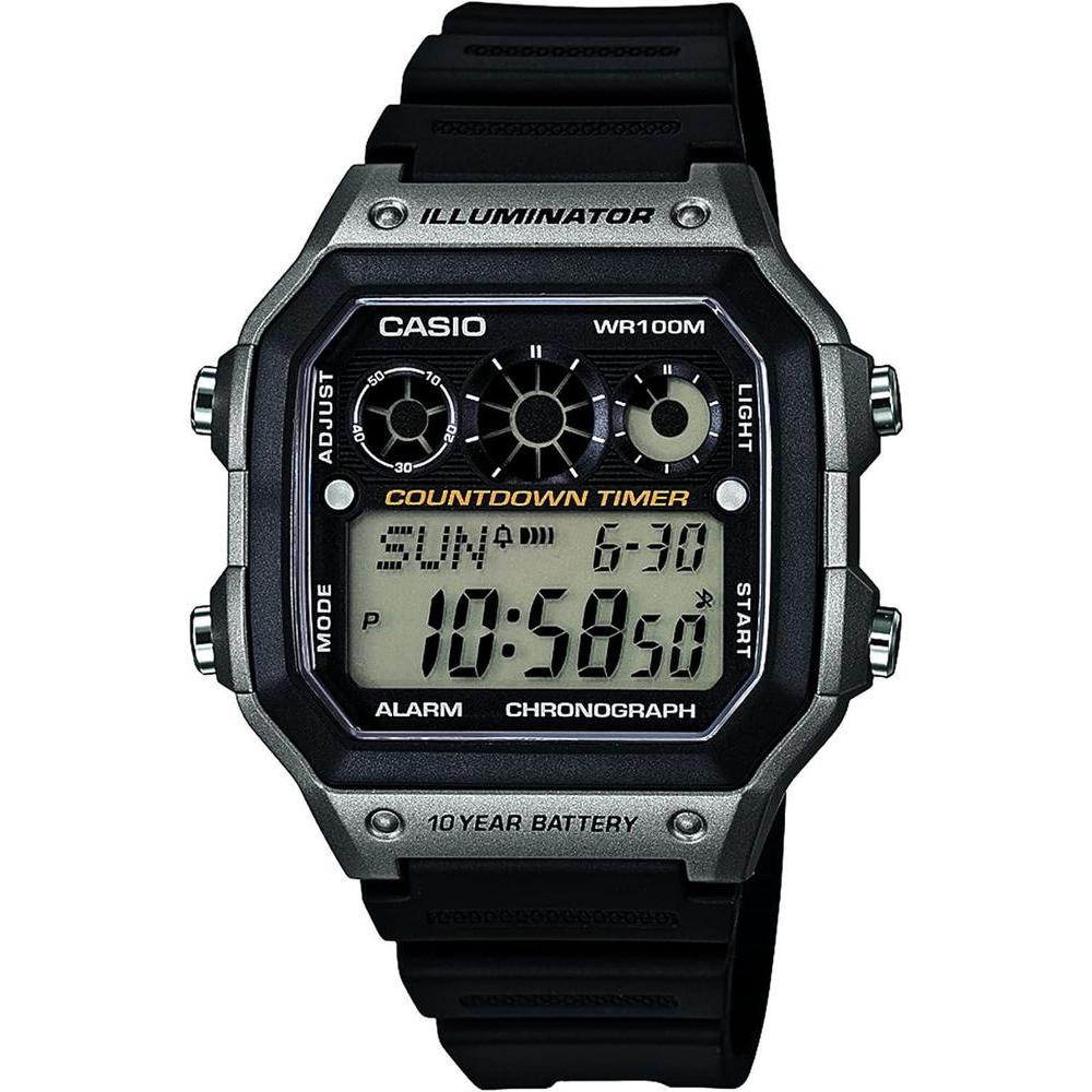 Casio AE-1300WH Series | Watches for Men | Digital Watch | Black | 1/100 SEC Stopwatch | 9 Interval Timers | LED Light | 100M WR | Multi Alarm | Calendar | World Time | 12/24 Hour Format | 10 Yr Batt