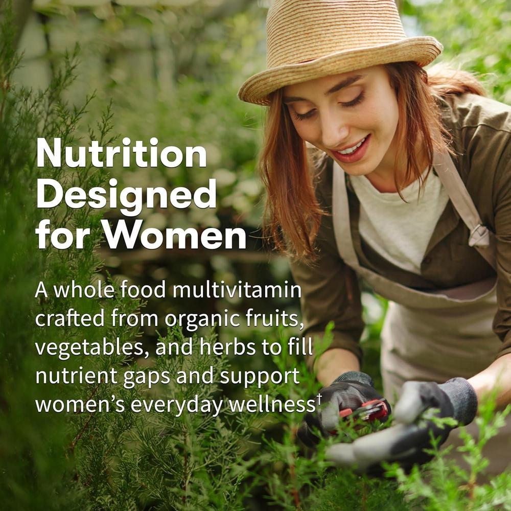 Garden of Life Multivitamínico orgánico para mujer - Suplemento diario completo con hierro, biotina, vegano, salud de piel, pelo y uñas