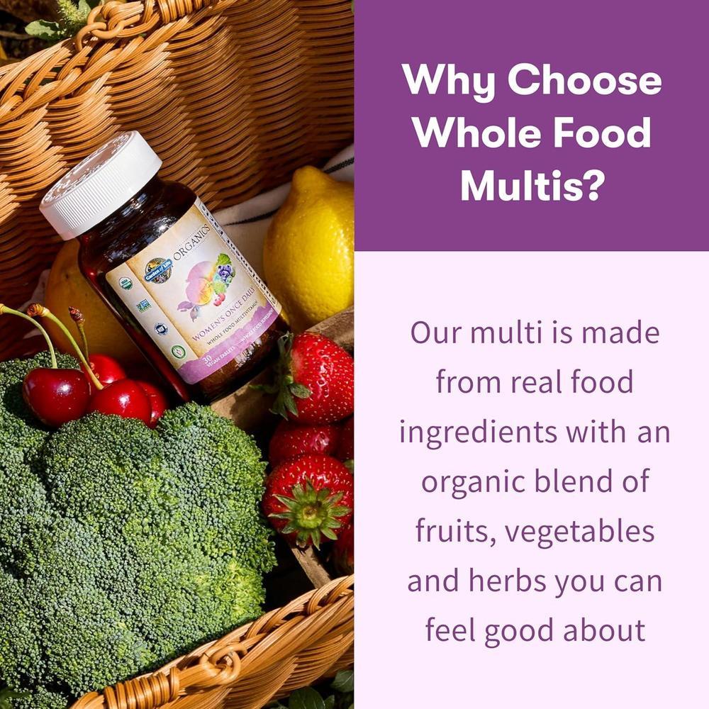 Garden of Life Multivitamínico orgánico para mujer - Suplemento diario completo con hierro, biotina, vegano, salud de piel, pelo y uñas