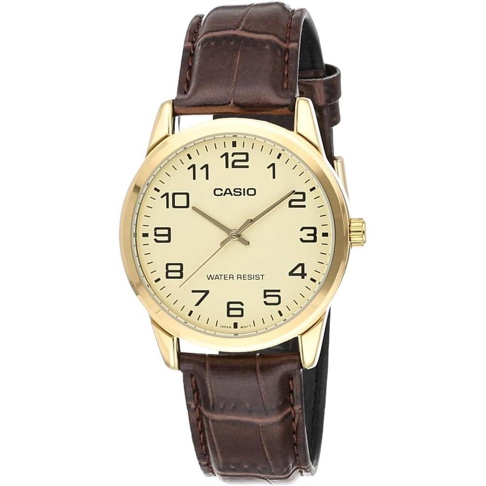 Casio Men's Mtp-v001gl-9b Quartz Watch with Genuine Leather
