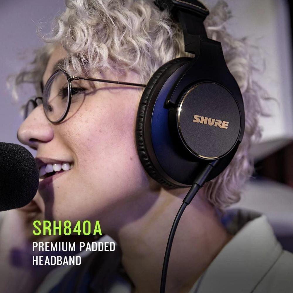 Shure SRH840A - Auriculares cableados para escucha crítica y monitoreo, diseño ajustable, plegable, sonido superior.