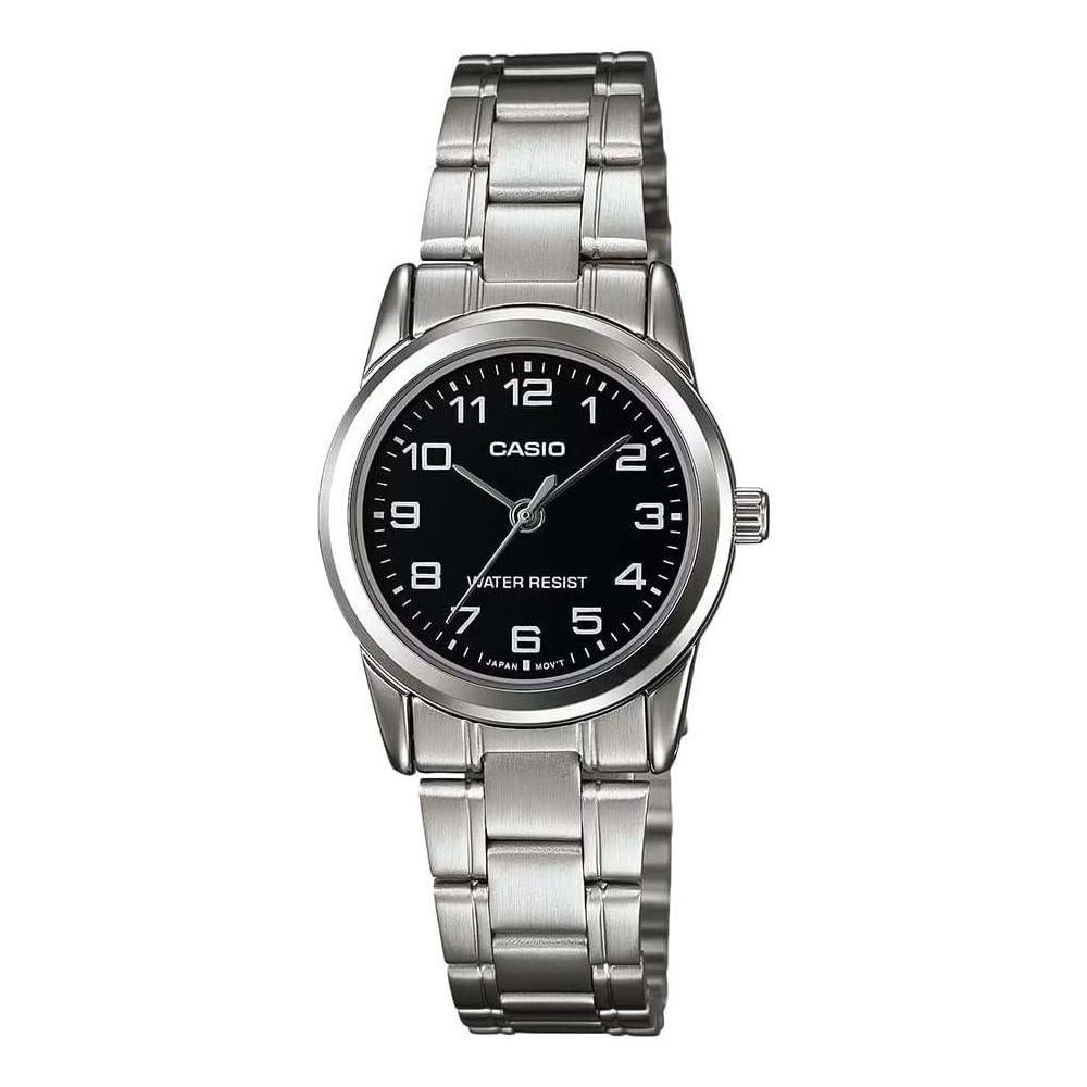 Casio #MTP-V001D-1B Men's Standard Stainless Steel Easy Reader Black Dial Watch