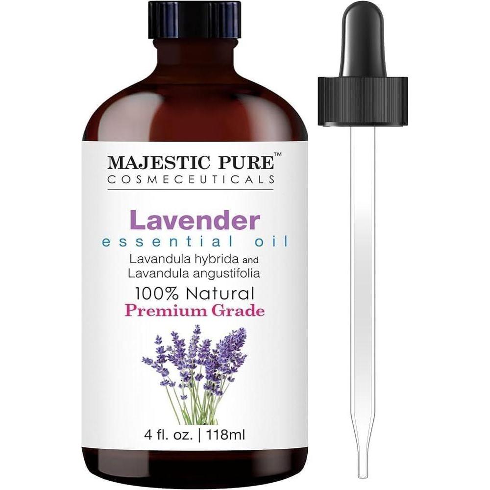 Majestic Pure - Aceite esencial de lavanda de grado terapéutico; aceite puro y natural de calidad prémium, 4 onzas líquidas