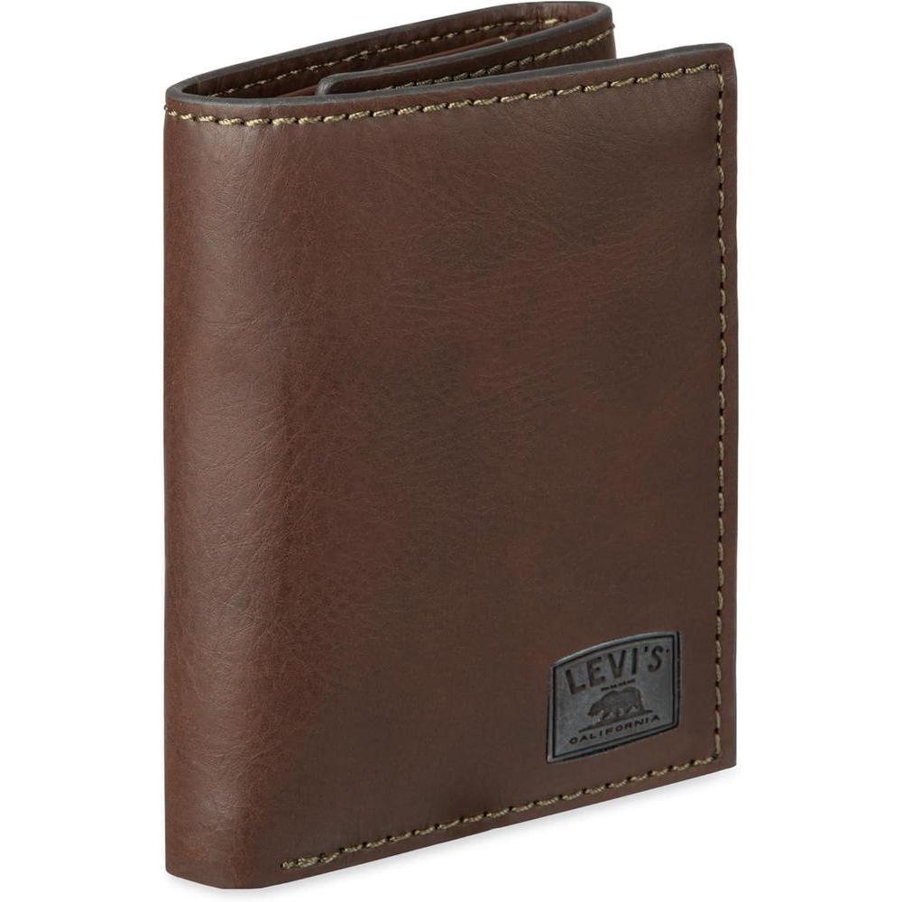 Billetera triple hombre Levi's, elegante y delgada con ventana de identificación y tarjetero de crédito