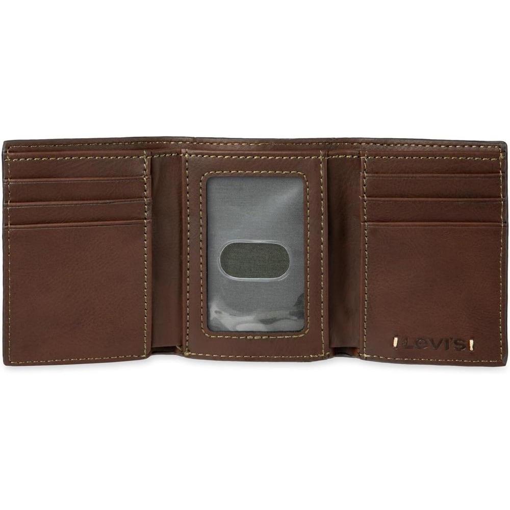 Billetera triple hombre Levi's, elegante y delgada con ventana de identificación y tarjetero de crédito