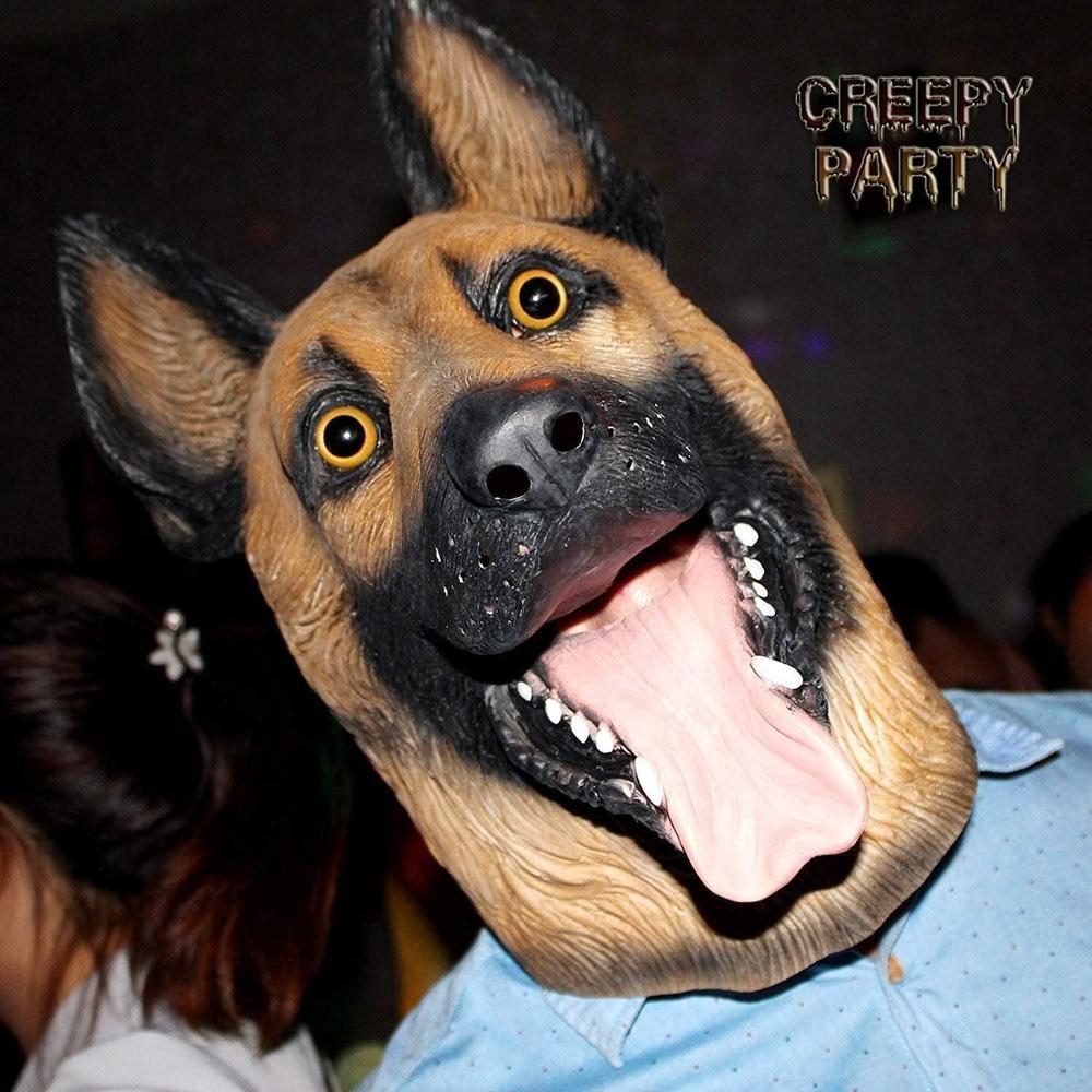 CreepyParty - Máscara de látex para cabeza de perro, ideal para Halloween y eventos festivos