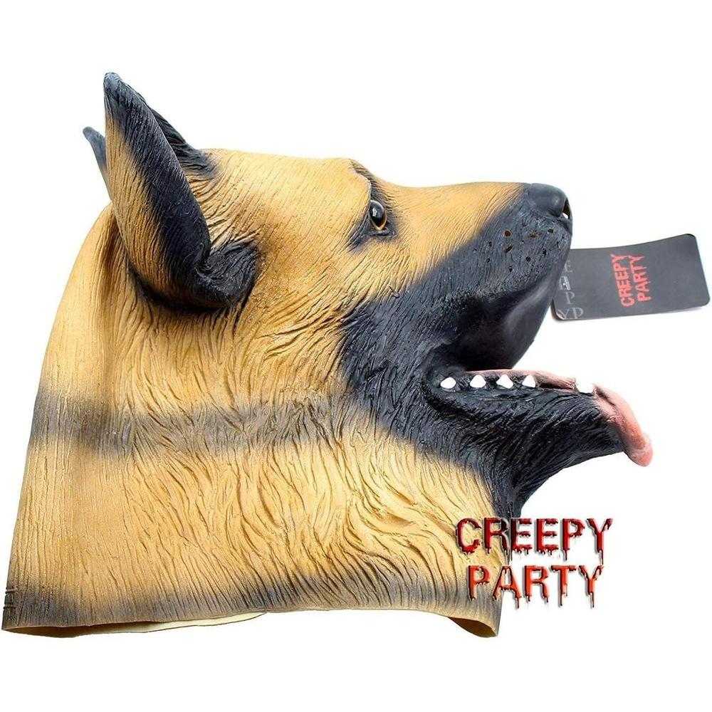 CreepyParty - Máscara de látex para cabeza de perro, ideal para Halloween y eventos festivos