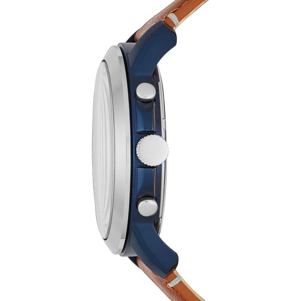 Fossil reloj de hombre estilo clásico con cronógrafo, acero inoxidable y correa de cuero marrón, resistente al agua hasta 50 metros