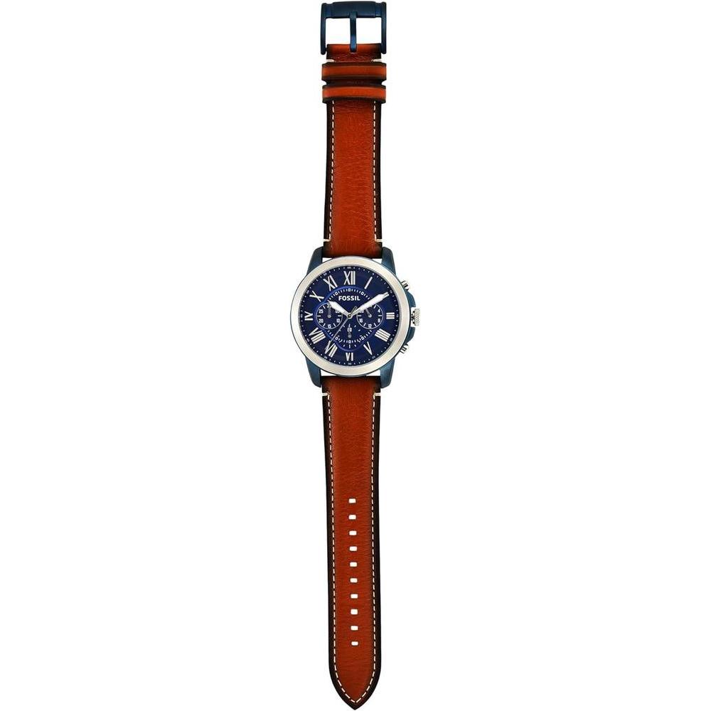 Fossil reloj de hombre estilo clásico con cronógrafo, acero inoxidable y correa de cuero marrón, resistente al agua hasta 50 metros
