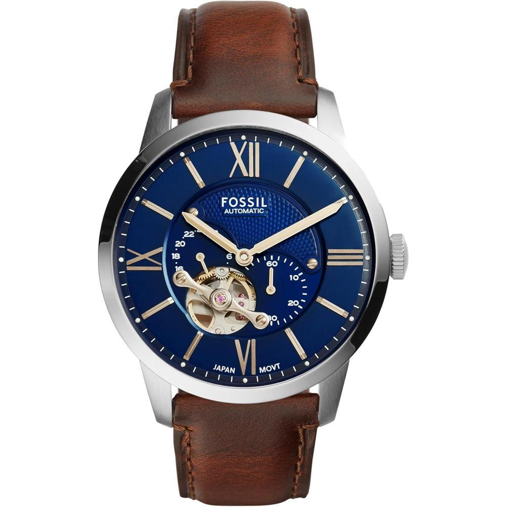 Fossil Men's Townsman Automatic Stainless Steel and Leather Two-Hand Skeleton Watch