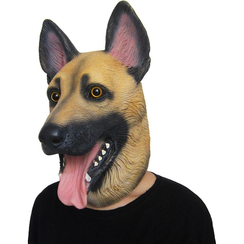 German Shepherd Dog Mask Halloween Costume Latex Head Mask Super Bowl Underdog Cosplay