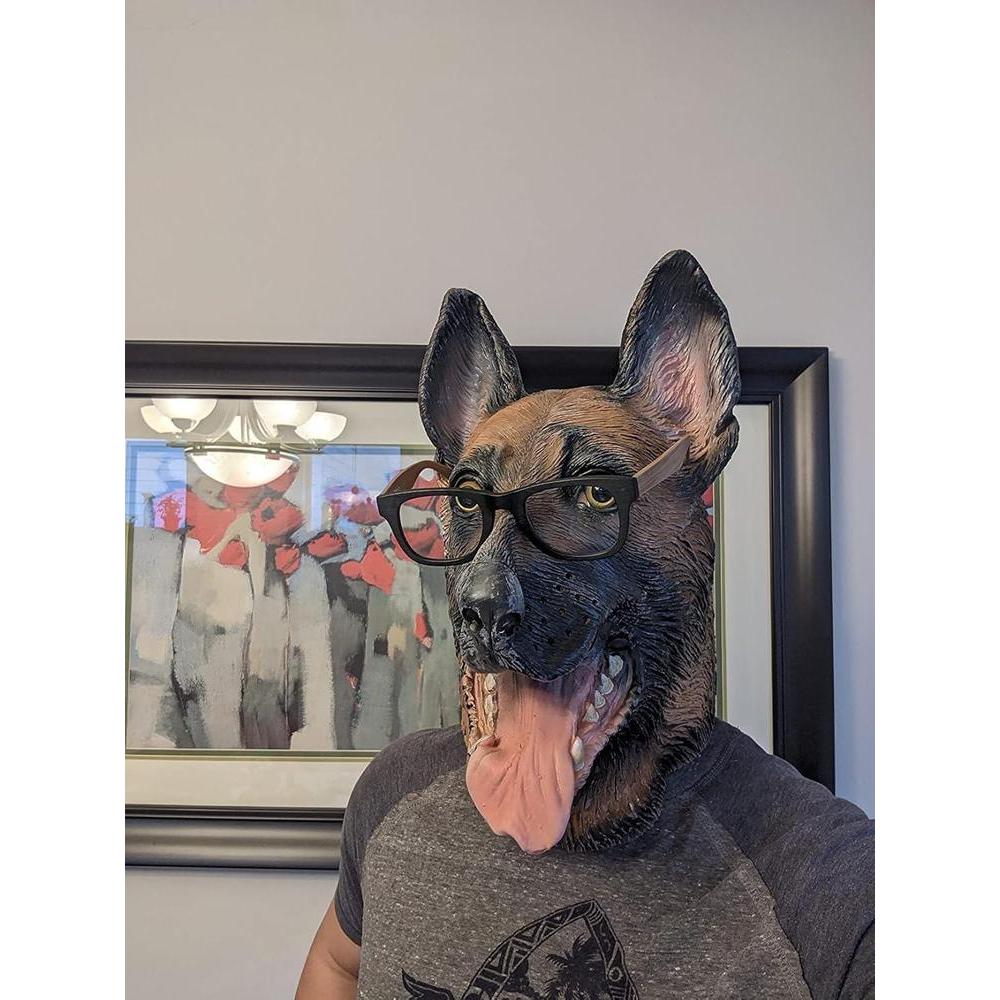 Máscara de látex para cabeza de perro pastor alemán - disfraz para Halloween