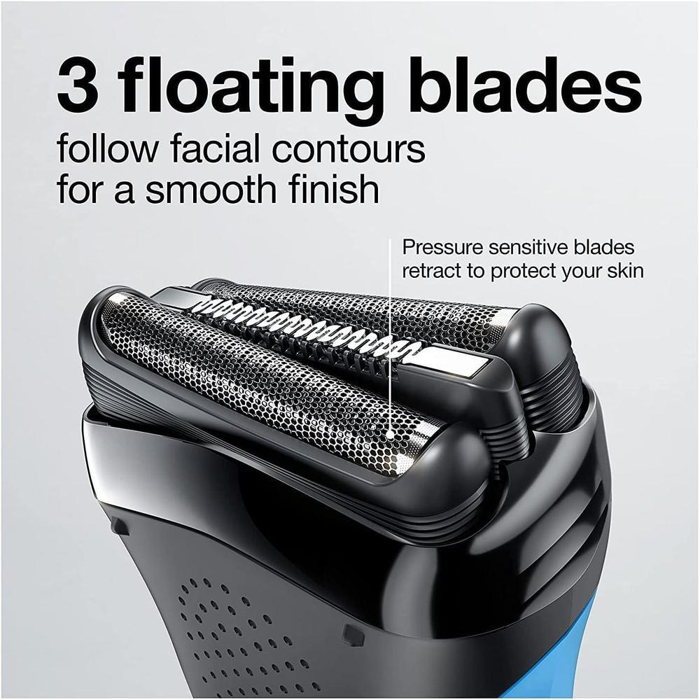 Afeitadora eléctrica en seco o húmedo Braun Series 3 310s, para hombres, recargable, azul