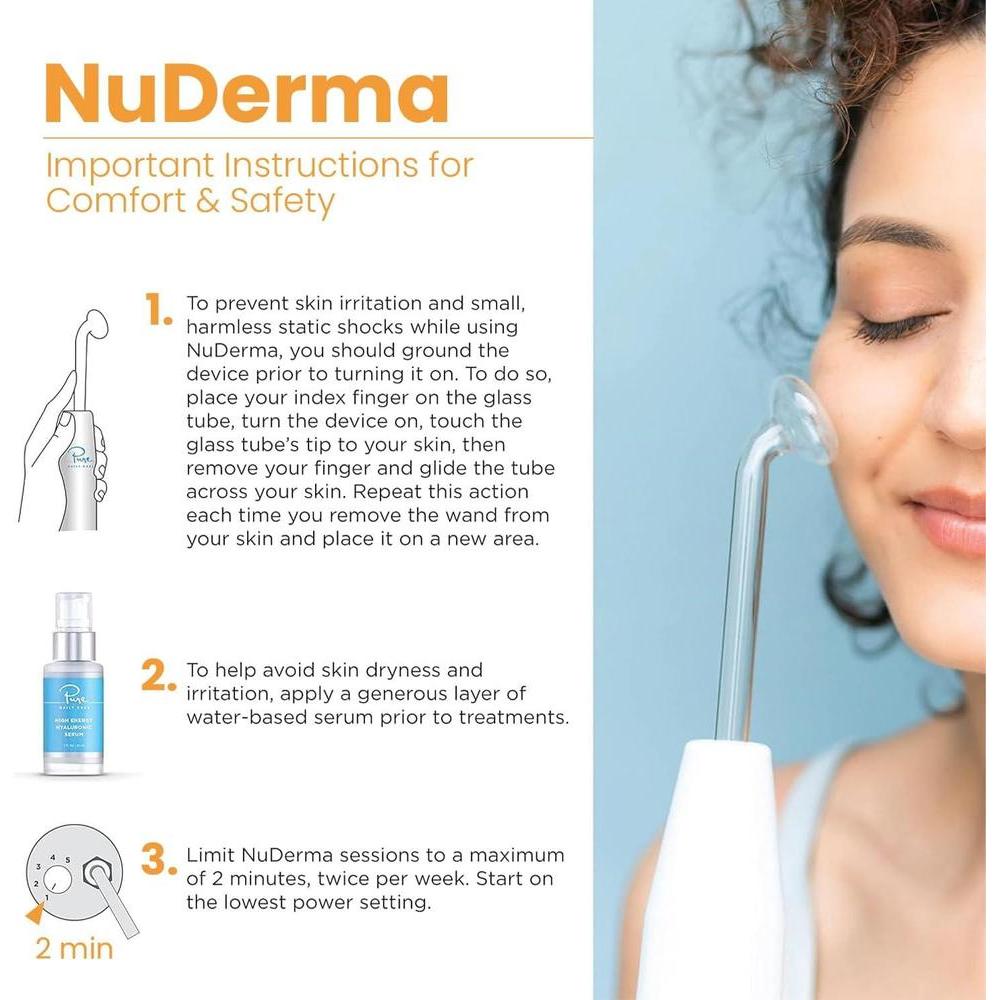 NuDerma - Máquina portátil de terapia de piel con aplicadores de neón, antienvejecimiento y estimulador de cabello y cuero cabelludo