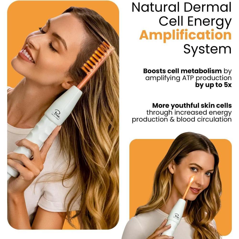 NuDerma - Máquina portátil de terapia de piel con aplicadores de neón, antienvejecimiento y estimulador de cabello y cuero cabelludo