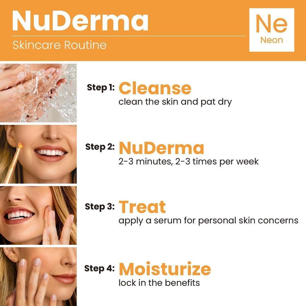 NuDerma - Máquina portátil de terapia de piel con aplicadores de neón, antienvejecimiento y estimulador de cabello y cuero cabelludo