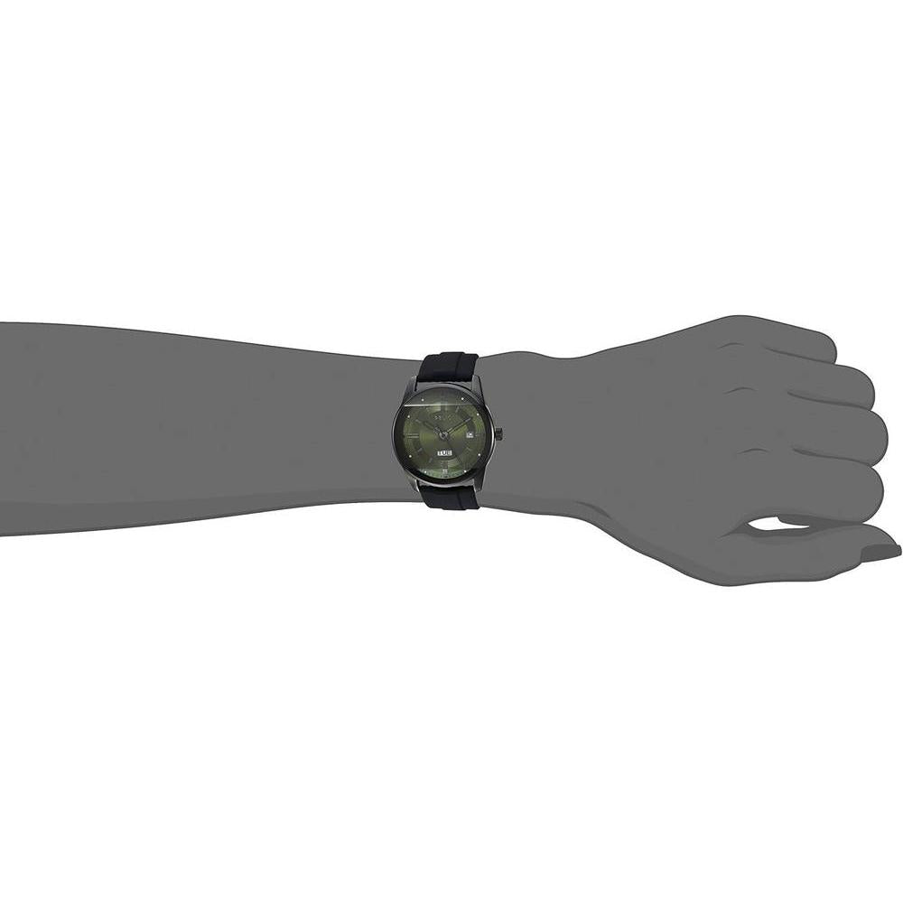 Reloj analógico de silicona negra con esfera verde, resistente al agua, funciones de día y fecha, estilo moderno