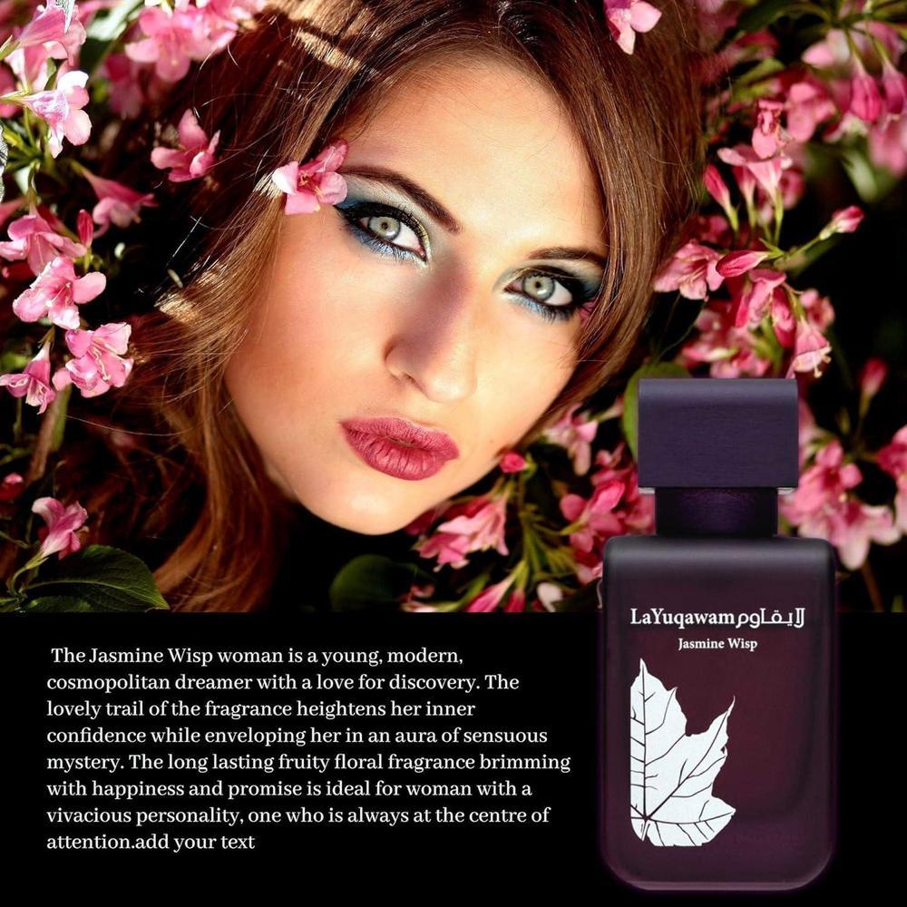 RASASI La Yuqawam Jasmine Wisp - Eau de Parfum premium para mujer, fragancia árabe de larga duración y frescura diaria