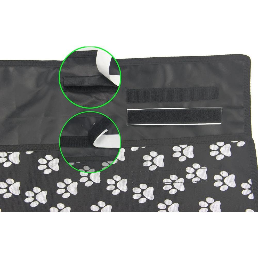 Oxford Pet protector de maletero impermeable negro para mascotas, diseño de huellas, fácil instalación y ajuste universal