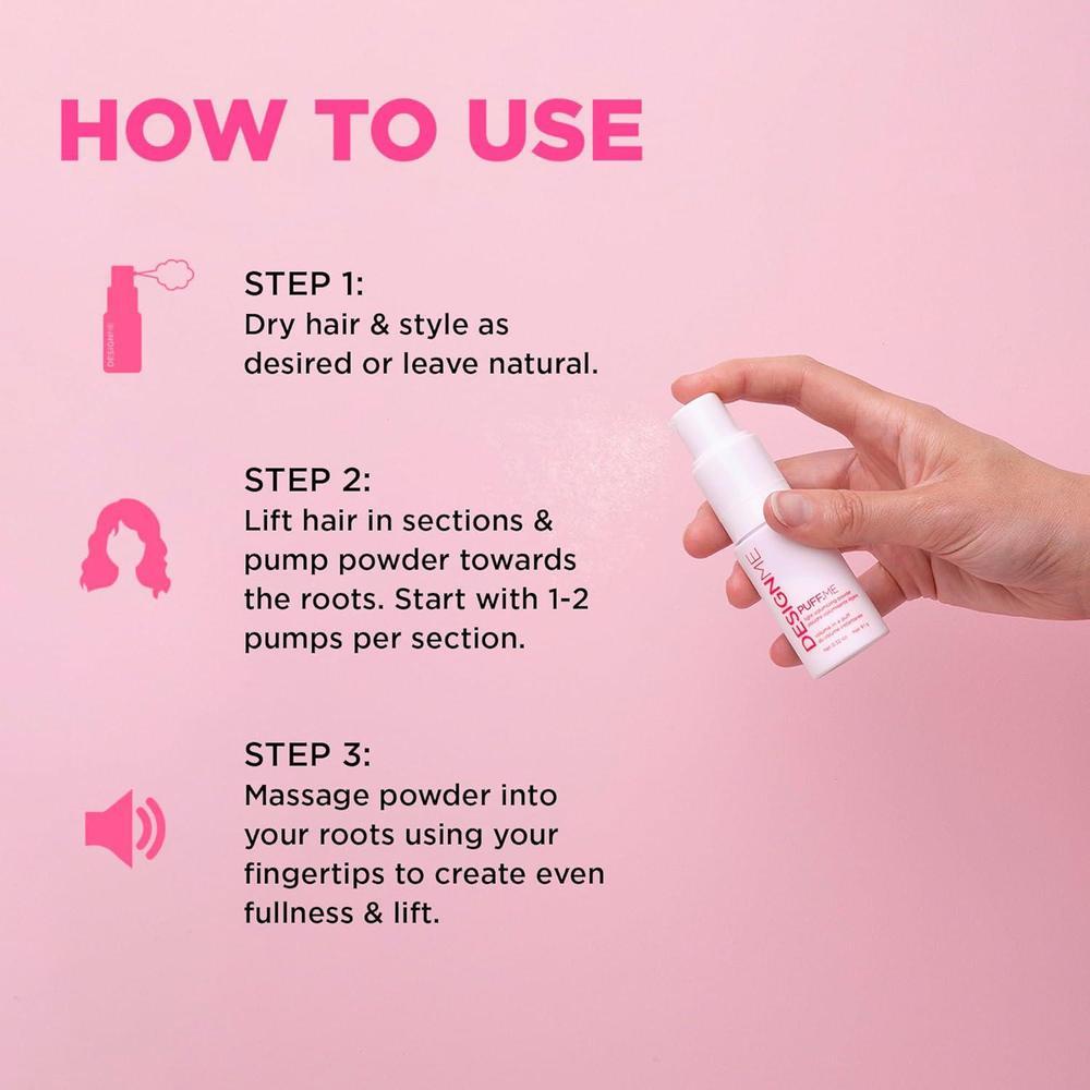 PUFF.ME - Polvo voluminizador de DESIGNME para cabello liso, rizado u ondulado, sin talco