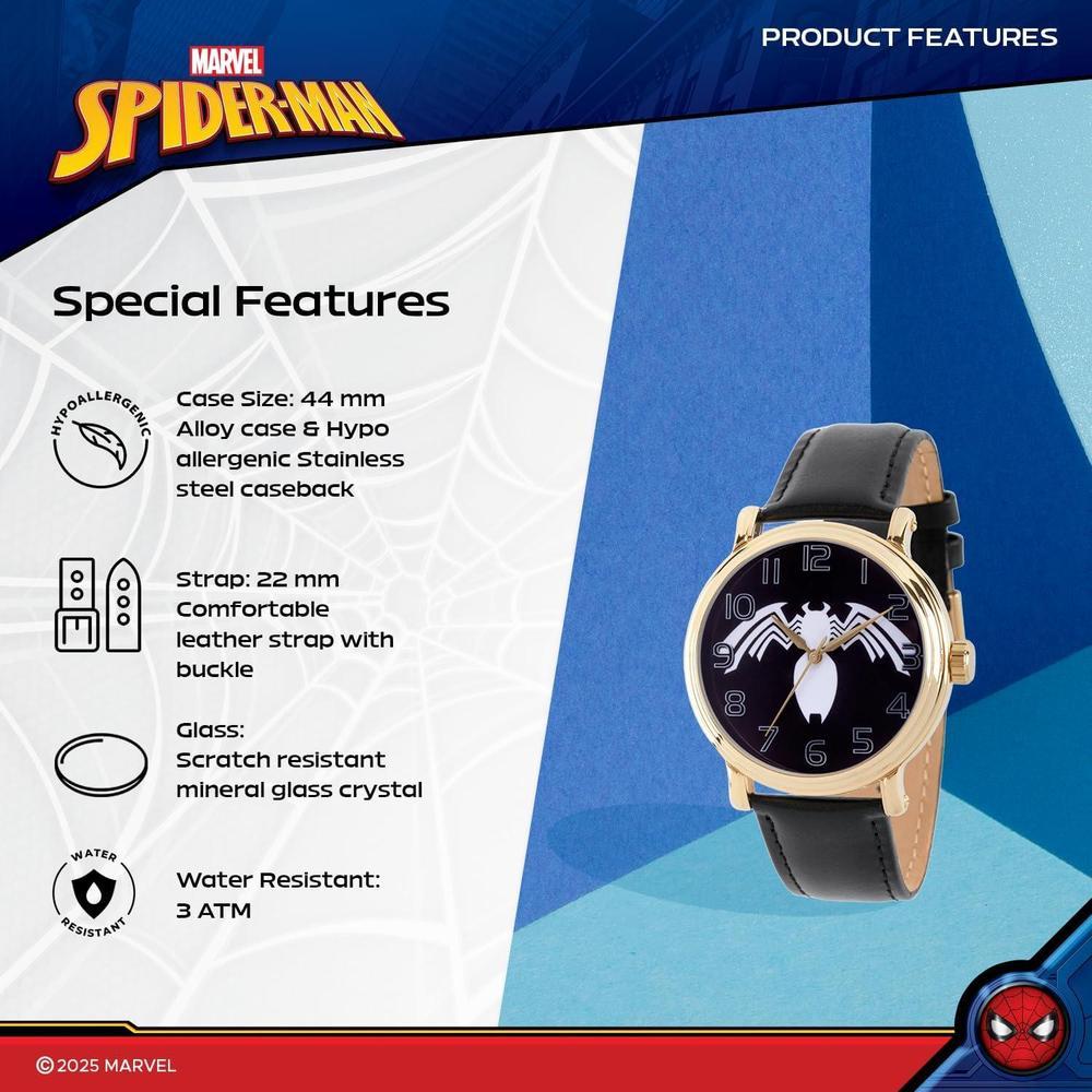 Reloj analógico vintage Spider-Man para adultos, diseño resistente al agua con movimiento de cuarzo y material de alta calidad