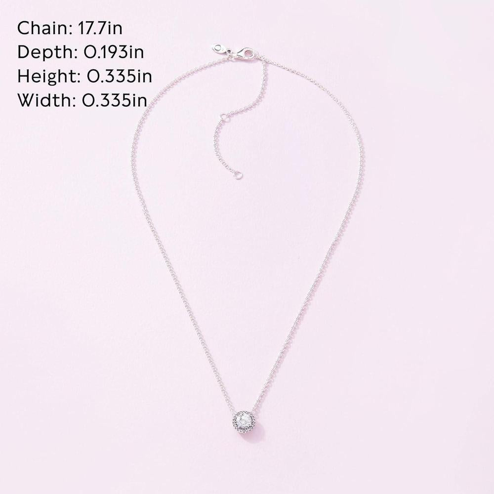 PANDORA Collar de Elegancia Clásica con Circonita Cúbica y Halo de Plata de Ley que Completa Cualquier Estilo