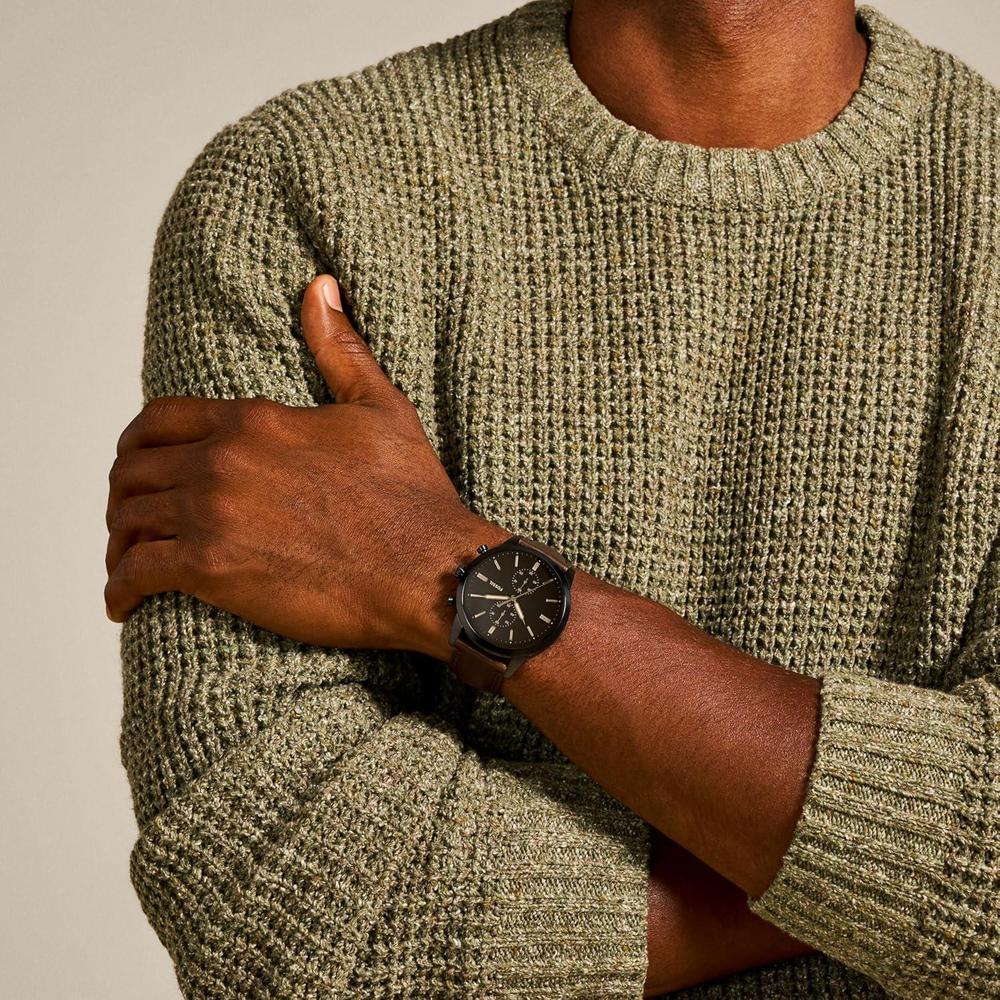 Reloj cronógrafo de acero inoxidable y cuero Fossil Townsman para hombre, estilo clásico y funcionalidad moderna