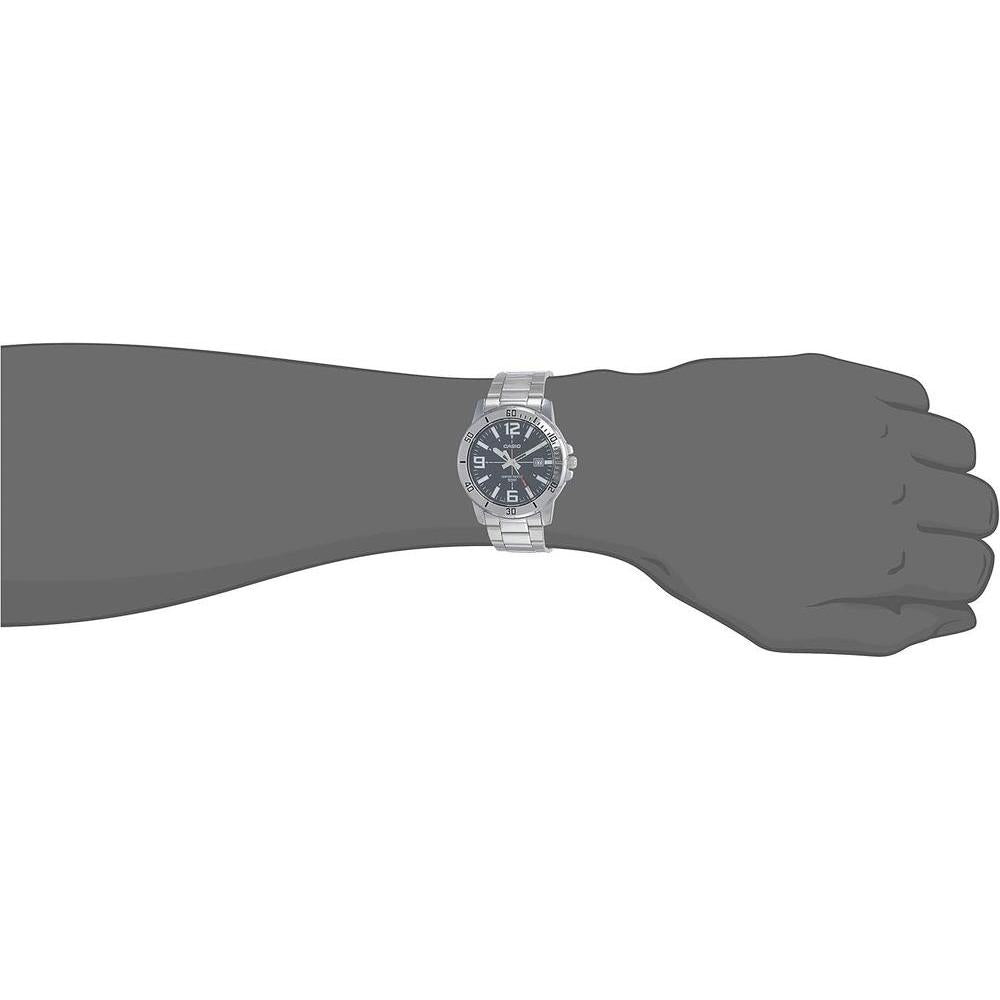 Casio MTP-VD01D-1BV Reloj deportivo analógico para hombre, dial negro, movimiento de cuarzo, acero