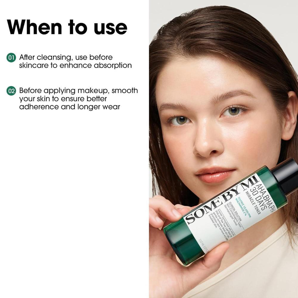 SOME BY MI AHA BHA PHA 30 Days Miracle Toner - Exfoliación suave y cuidado de poros para todo tipo de piel, ideal para piel propensa al acné