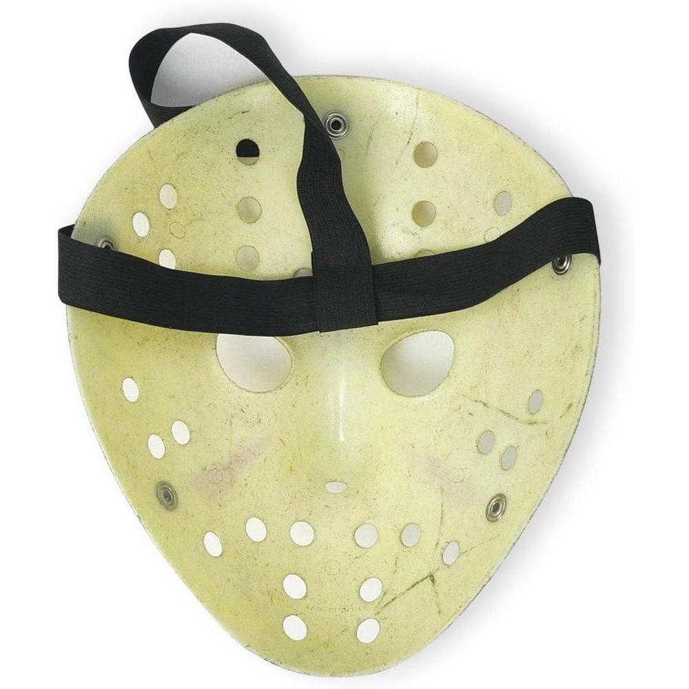Máscara Cosplay Halloween de terror con diseño de hockey en color amarillo, ideal para disfraces y fiestas temáticas